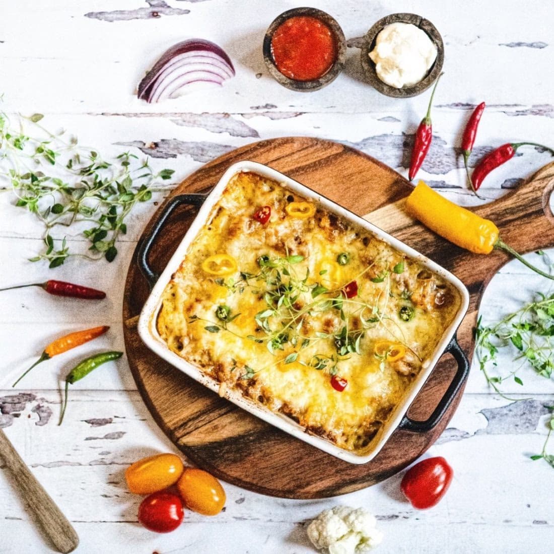 Spicy tacogryte med kjøttdeig og blomkålris