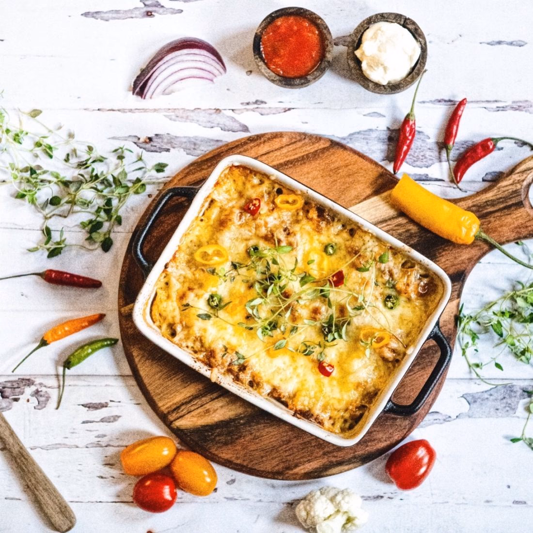 Spicy tacogryte med kjøttdeig og blomkålris