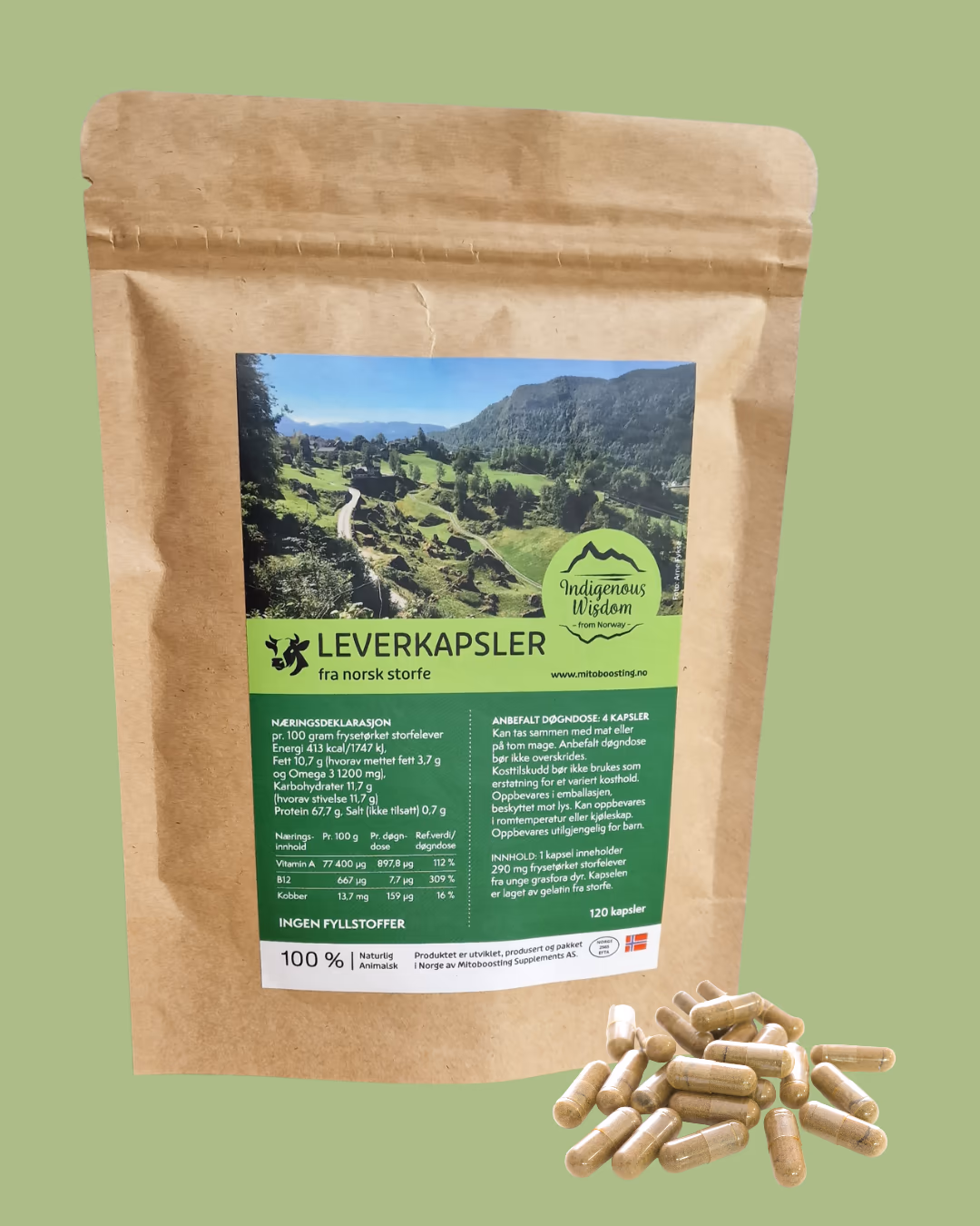 Frysetørket leverkapsler fra norske grasfôra storfe